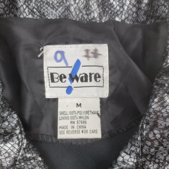 Vintage Y2K Club Kids Metallic Snake Print Moto Jacket & Skirt Set Silver Black - Picture 4 of 16